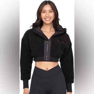 MONO B Anthropology Brand Evolve Fit Hooded Cropped Sherpa Jacket NWT